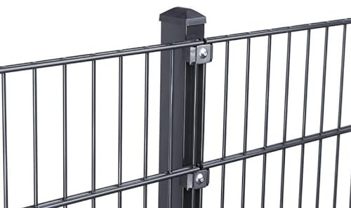 Doppelstabmattenzaun Set 868 Anthrazit| Stabmattenzaun | Mit VA Klemmhalter | Gartenzaun | Komplett Set | 163 cm-7.5