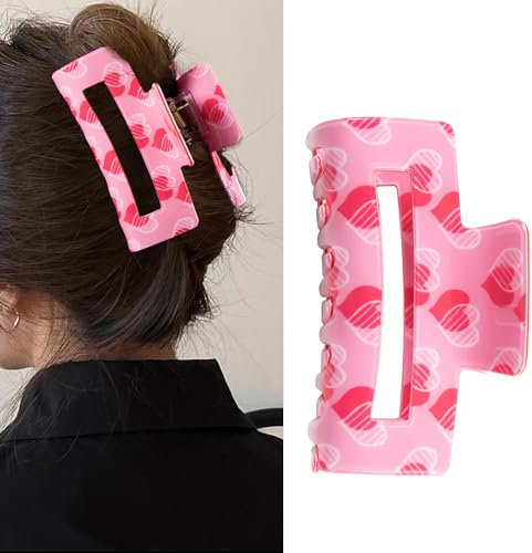 Valentine Haarklammern für Damen, französisches Herz-Design, große Haarspangen für dickes Haar, Haarschmuck (C)