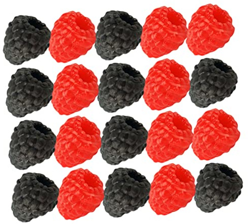 TOPBATHY 20 Piezas Simulación de Frambuesa Baya Falsa decoración de Frambuesa Falsa Decoraciones de cóctel para Bebidas Comida Falsa decoración de Frutas de Bricolaje Fruta Falsa moras