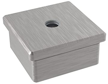 Sellon24® Edelstahl V2A Abdeckkappe quadratisch Endkappe 50x50x2,0 mm + M8 V2A geschliffen (A/4735-050-R)
