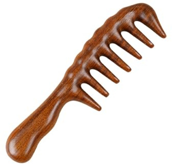Holzkamm, Grob Breiter Kamm für Locken, Natürliche Grünes Sandelholz Kamm Antistatischer Kamm, handgemachter Breite Zahnkämme, Mehrzweck-Kopfhaut-Gua-Sha-Kamm, Kopfpflege Entspannung und Massage