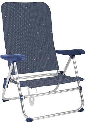 Creaciones Llopis ARW Silla de Playa, Piscina, Camping o Jardín Plegable y Reclinable Diferentes Tamaños Aluminio Brillo 5 Posiciones (Silla Media)