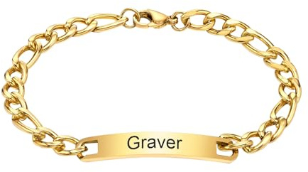 Graviertes Edelstahlarmband Personalisiertes Namensarmband, Tankkettenstil, erhältlich in Silber, Vergoldet und Schwarz, einzigartiges Geschenk für Herren, ideal für Weihnachten, Hochzeitstage