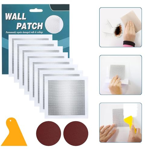 2'' By 2'' Drywall Hole Repair Patch, 8PCS, Self-Adhesive, Aluminum | Wall Repair Patches Kit, Plasterboard Fixing, Plaster Fixer Cover, For Walls Repairing Holes Crack Ceiling Filler Mesh