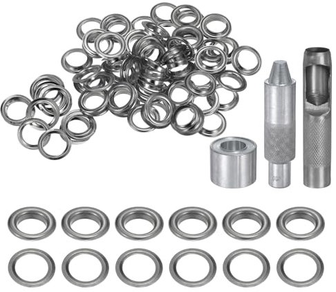 QUARKZMAN Kit de Herramientas de 100 Piezas de Ojales de Cobre de 18 mm con Punzón Hueco, Herramientas de Instalación de Ojales para Ropa, Cuero, Tela, Cinturones, Color Negro