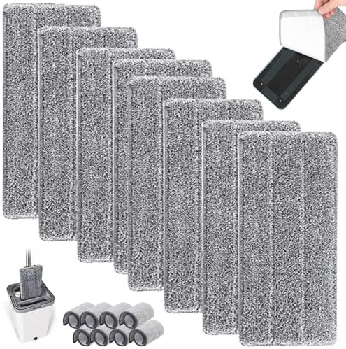 8 Pezzi Panno Mocio,Panno Pulizia in Microfibra Mop Pad,Mop Pads Assorbenti Lavabili,Mop Pads di Ricambio,Lavabile In Lavatrice,Ricambi Mocio Piatto,per Casa,Ufficio, Legno Duro,Marmo,Piastrelle