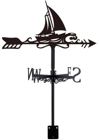 SUPERDANT Banderuole Montaggio Segnavento da Metallo Banderuola Tetto Palo Giardino Banderuola In Metallo Barche A Vela D'Epoca Direzione Vento Fattoria Cortile Fattoria Capannoni Giardino
