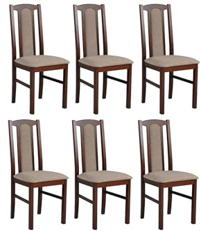 LeafDesign Esszimmerstühle 6er Set, Massivholz, Gepolstert, Nussbaum | Küchenstühle, Esstischstühle und Essstühle für Wohnzimmer, Restaurant, Café, Hotel und Gastronomie – hoher Sitzkomfort