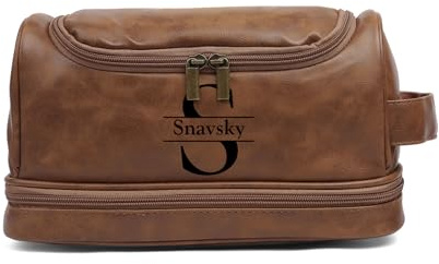 Trousse de Toilette personnalisée pour Homme, Sac de Lavage avec Noms Meilleur Cadeau de Papa pour la fête des pères Anniversaire Noël (F)