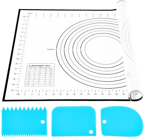 Nifogo Tapete de Silicona para Horno 60 x 40 cm con Raspador, Alfombrilla para Horno Antiadherente Reutilizable para Pasta Pizza Torta Galletas