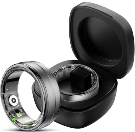 Smart Ring Golden Smartringe Herren Damen Smart Ring Android iOS Fitness Ring Tracker Pulsmesser Schlafmonitor Schrittzähler Gesundheitsüberwachung Aktivitätstracker (Schwarz, #12-inner cir 67.8mm)