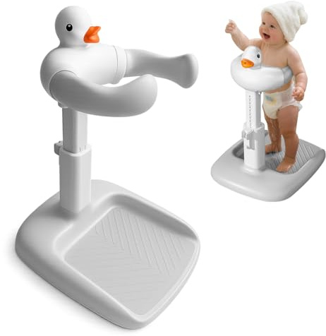 LAIKORE Baby Bath with Shower Stand Support - Adjustable Toddler Shower Tower with Anti-Pinch & Anti-Slip Design, Baby Bathtub Stand for Infants 6-36 Months, Ideal Gift for Newborns，Light Gray