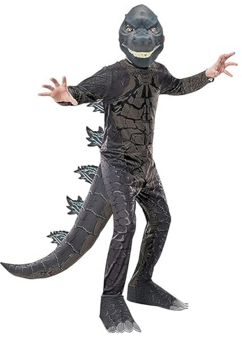 nezababy Dinosaurier Kostüm Kinder Dino Godzilla Kostüm Mit Dino Maske Halloween Raptor T Rex Drachen Onesie Karnevalkostüm (Blau, XL)
