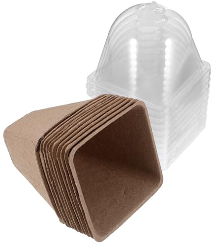 TOGEVAL 10pezzi Vasi per Semenzaio con Coperchio Vasi Pulp per Germinazione Piante con Ventilazione per Giardinaggio e Coltivazione di Verdure