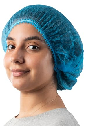 LeFluffy Einweg-Haarnetze für Damen und Herren, Vliesstoff, atmungsaktiv, für Küche, Salon, Krankenhaus, Premium-Hygiene-Haarnetze, für Catering, Kochen, Haarstyling, 300 Stück, blau, L