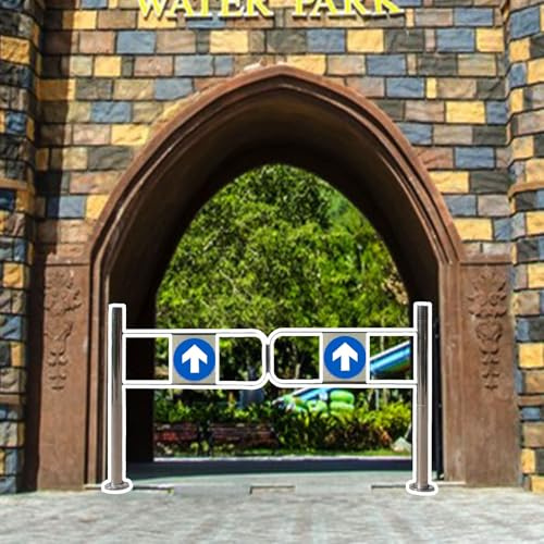 Scenic Pedestrian Transfer Gate Door, Warehouse Factory Supermarket Entrance Safety Gate, 90° Opening Double Barricade Accesses Door Metal(160x100cm(63x39in))