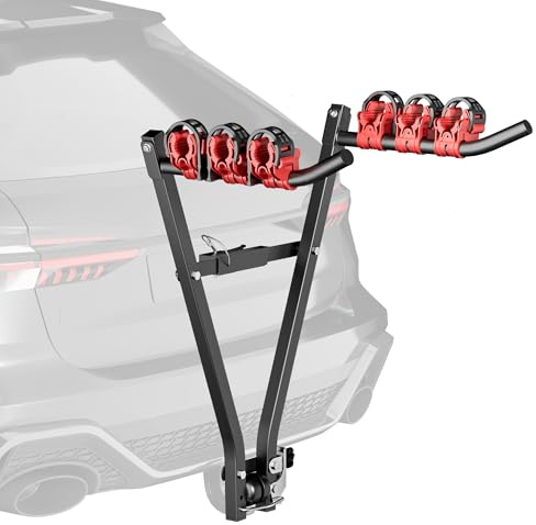 Wiltec Towbar Bike Rack for Cars 45 kg Ideal for Transporting up to 3 Bicycles, Cycle Carrier for Towball Mounting, Universal Fit, Sturdy Steel Frame, Easy Installation, Space-Saving Design