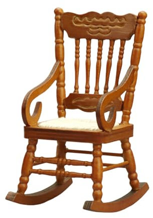 Qsvbeeqj Realistica Vintage Sedia a dondolo Realistica Gioco di Morti Per Bambini Rulli Sedia A dondolo Modello Giocattoli 1:12 Casa delle Bambole Sedia a dondolo in miniatura