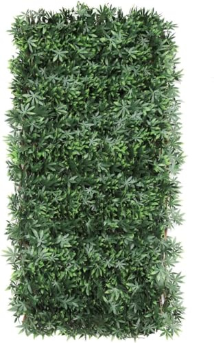 Künstliche Hecke Efeu Sichtschutz, Balkon Sichtschutz Kunstpflanzen Sichtschutzfächer für Balkon Garten, 100x200 cm, Ausziehbar Größe - Blätte B
