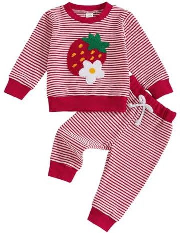 LUVCES Abbigliamento Ragazzi e Ragazze Abiti Coordinati Manica Lunga a Righe Felpa Top+ Pantaloni 2 Pezzi Fratelli Sorelle Vestiti Set per Bambini