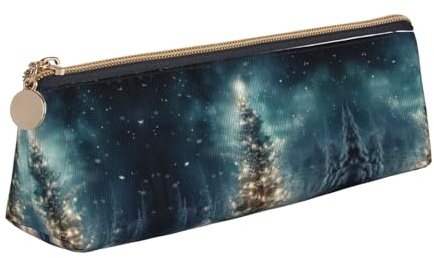 Ghjkfbf Astuccio in pelle con stampa albero di Natale, sacchetto con cerniera per articoli di cancelleria, piccola borsa cosmetica