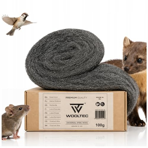 Stahlwolle 100g gegen Mäuse Ratten Marder – Nagerstop ohne Gift WOOLTEC | Mechanische Barriere für Ritzen, Spalten und Rohrdurchführungen