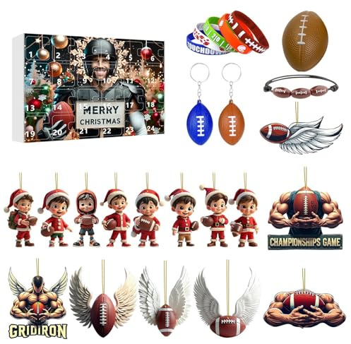 Adventskalender 2025 Rugby-Adventskalender Weihnachten Weihnachtsspielzeug Countdown 24 Tage Adventsset Feiern Adventskalender Nr. 2 (Blue,26. 5x18. 5x2. 8)