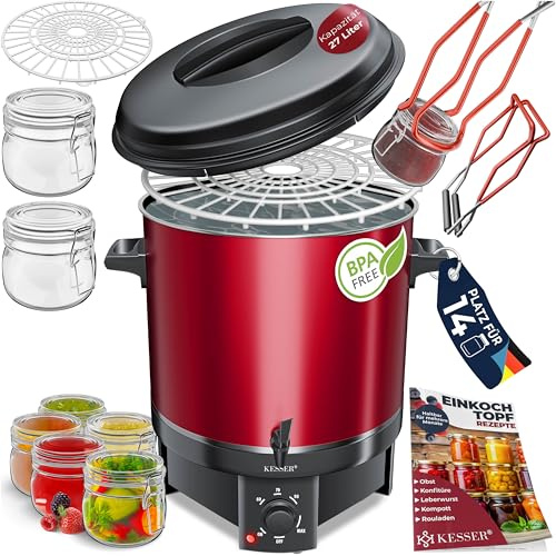 Autocuiseur KESSER 27 litres, acier inoxydable | 1800 watts | Température de 30 à 100 °C | Fonctionnement continu | Arrêt automatique Autocuiseur automatique Bordeaux