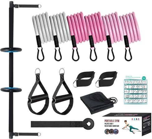 Barra Per Pilates Per La Tonificazione | Portatile Multifunzionale - Equipaggiamento per Esercizi Regolabile,Per Casa Flessibilità Fitness Allenamento Quotidiano Routine Benessere
