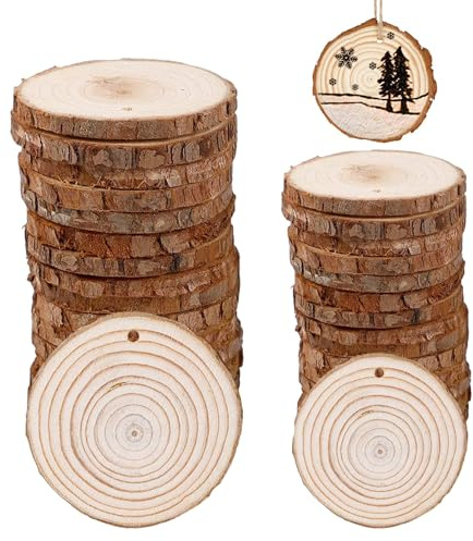 40 Stück Holzscheiben,5-6cm 7-8cm Holz Log Scheiben Rund Holzplatten Dicke 0,5cm Holzscheiben zum Basteln Baumscheiben Unvollendete Holzkreise ohne Loch Natur Holz-Scheiben