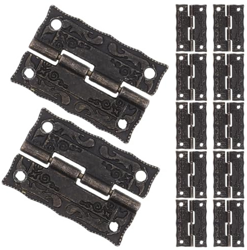Alipis 20 Pièces Charnières Vintage Fer pour Boîte Bois Lot de Charnières Pliantes Rétro pour Bijoux Vis Incluses Ferrures Décoratives pour Meubles Anciens et Bricolage