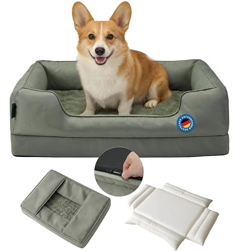 Zedelmaier Orthopädisches Hundebett für mittelgroße & Grosse Hunde, 76×56×23cm, Dickes & waschbares Hundekissen, ergonomisches Hundebetten mit abnehmbarem Bezug, kratzfestes & wasserdichtes Hundekorb