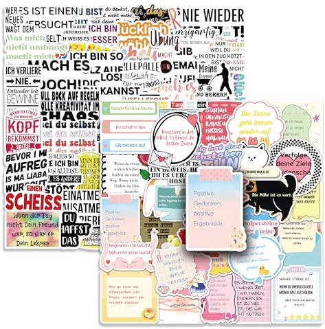 Glamifyr Motivationsaufkleber Deutsch 100 Stück – Positive Sprüche Sticker für Journaling, Scrapbook, Tagebuch & Planer