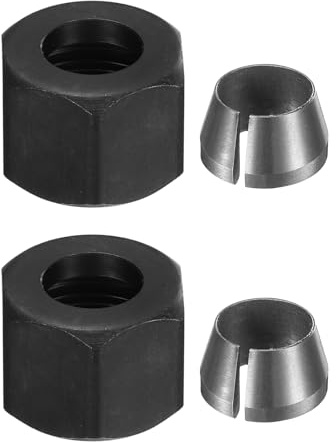 sourcing map 2 adattatori per pinza da 8 mm, in acciaio al carbonio, riduttore, con dadi M15, codolo per fresa, mandrino di conversione per lavorazione del legno, incisione CNC, nero