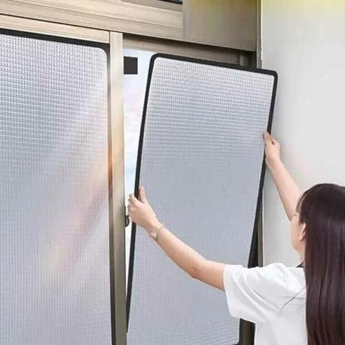 Total Blackout Privacy Windows Film, Double Aluminum Foil Sun Blocking Window Foil, UV Protection No Drilling Reflective Film, for Sun Room RV, Easy Installation Reusable(50x90cm)