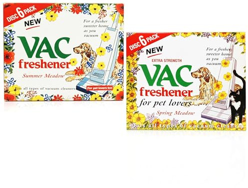 VAC Freshener Disc Pack of 2 Summer Meadow & Spring Meadow Fragrance, 6 Discs in one Pack, Strength Freshener Discs for Pet Owners, Vacuum Deodoriser, Long Lasting Scent,