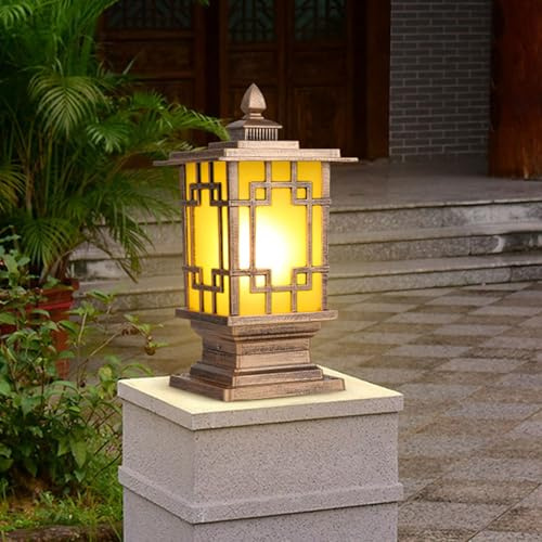 CMBSSTFC bolardo Luces outdoo Lámpara de Columna de luz de Pilar al Aire Libre Impermeable, luz de Tapa de Poste con lámparas de estigma Transparentes Lámpara de Pedestal de Poste de jardín para