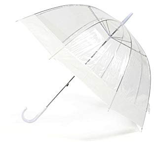 Jollybrolly Clear Dome Umbrella with White Trim – Transparent, Clear Dome Umbrella, Windproof, Waterproof, Birdcage Design, Strong Frame & Crook Handle