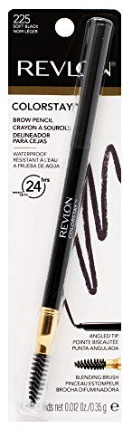 Revlon ColorStay Eyebrow Pencil with Spoolie Brush, Waterproof, Hair-Like Strokes for Natural Looking Brows, 225 Soft Black, 0.021 oz