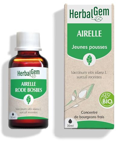 HerbalGem Macérât-Mère Airelle Bio 30 ml | Plante à orientation féminine, reconnue pour accompagner les changements liés à l'âge. Extrait de bourgeon frais, vegan.