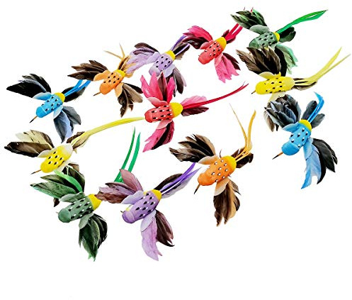 LWINGFLYER 12PCS Artificial Bird Decoration Hummingbird Foam Feathers with Clips Suitable for Handicrafts Christmas Garden Tree Wedding Decoration