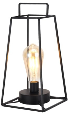 JHY DESIGN Geometrische Batterie Tischlampe mit 6-Stunden-Timer 30cm Hoch Einfache Eisenkunst Schnurlose Hängend Lampe Batteriebetrieben für Wohnzimmer Bett Garten Balkon Hochzeit Indoor