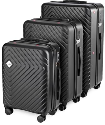 Kompactor set med 3 resväskor (kabin, stor jumbo) svart 53,5 x 31 x H 80 cm RAN10236, Svamp: Nej, 53.5 x 31 x H.80 cm, Kosmos