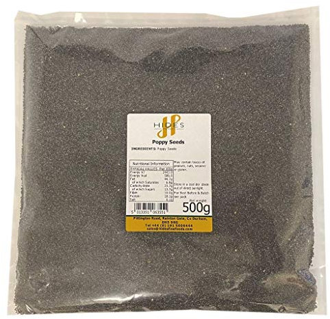 Hides Fine Foods - Poppy Seeds 500g - GMO Free - Suitable for Vegetarians - Baking - Bread - Rolls - Muffins - Cakes - Pastries - Breakfast - Salads - Seed Mixes