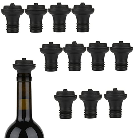 Cosmos 12PCS Air Tight Wine Bottle Stoppers Rubber Plug Reusable Wine Cork Wine Beverage Bottle Seal Caps in Bar Kitchen
