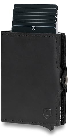 Swipe Classic – Premium Geldbörse aus echtem Leder handgemacht für Herren und Damen Portemonnaie Aluminium Kartenhalter mit Münzfach und Platz für 11 Karten mit RFID NFC Schutz | (Schwarz)