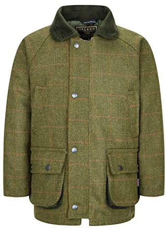 Walker & Hawkes - Veste Derby pour Enfant - Tweed - Chasse/Campagne - Sauge foncé - UK 32-11-12 Ans