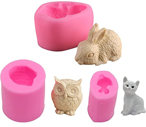 Moule en silicone 3D en forme de lapin de Pâques en forme de chouette - Moule en silicone pour bonbons, chocolat, pudding et crème glacée