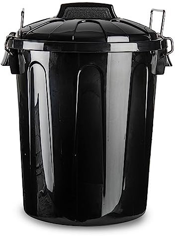 AC - Cubo de Basura con asa metálica 51 L - Cubo basura para exterior e interior - Cubo de almacenaje - Fabricado en plástico - Ideal para el hogar, trabajo, hostelería, etc - Color Negro