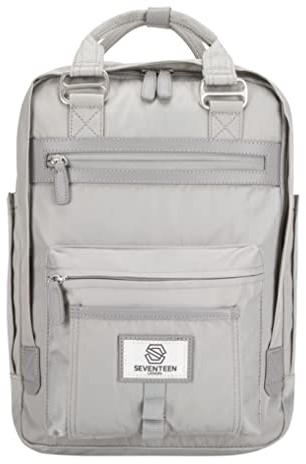 SEVENTEEN LONDON – Moderner, einfacher und unisex ‘Wimbledon’ Rucksack in hellgrau mit einem klassischen Design im Skandi-Stil – perfekt für 13-Zoll-Laptops